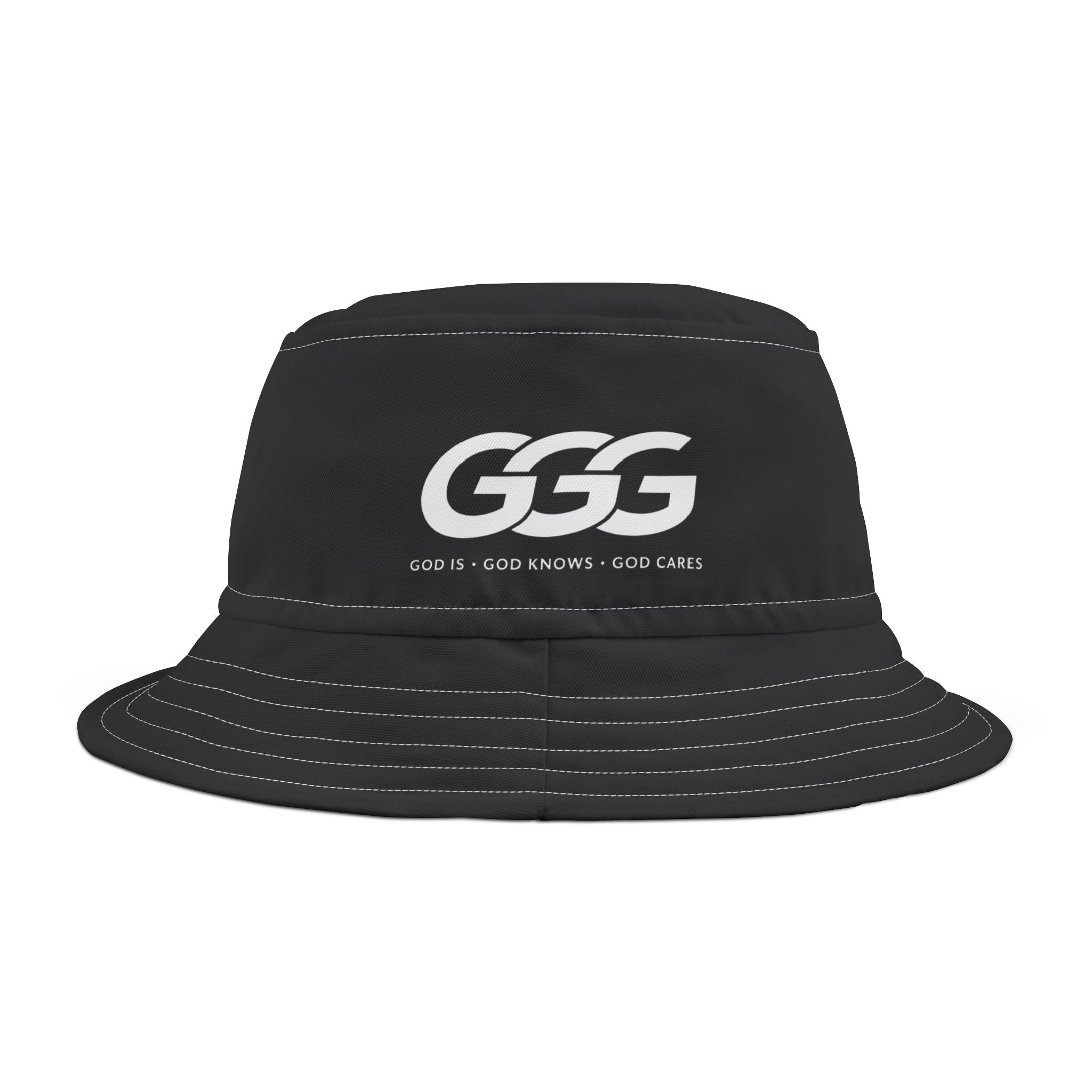 GGG Logo Bucket Hat — Black Streetwear Sun Hat