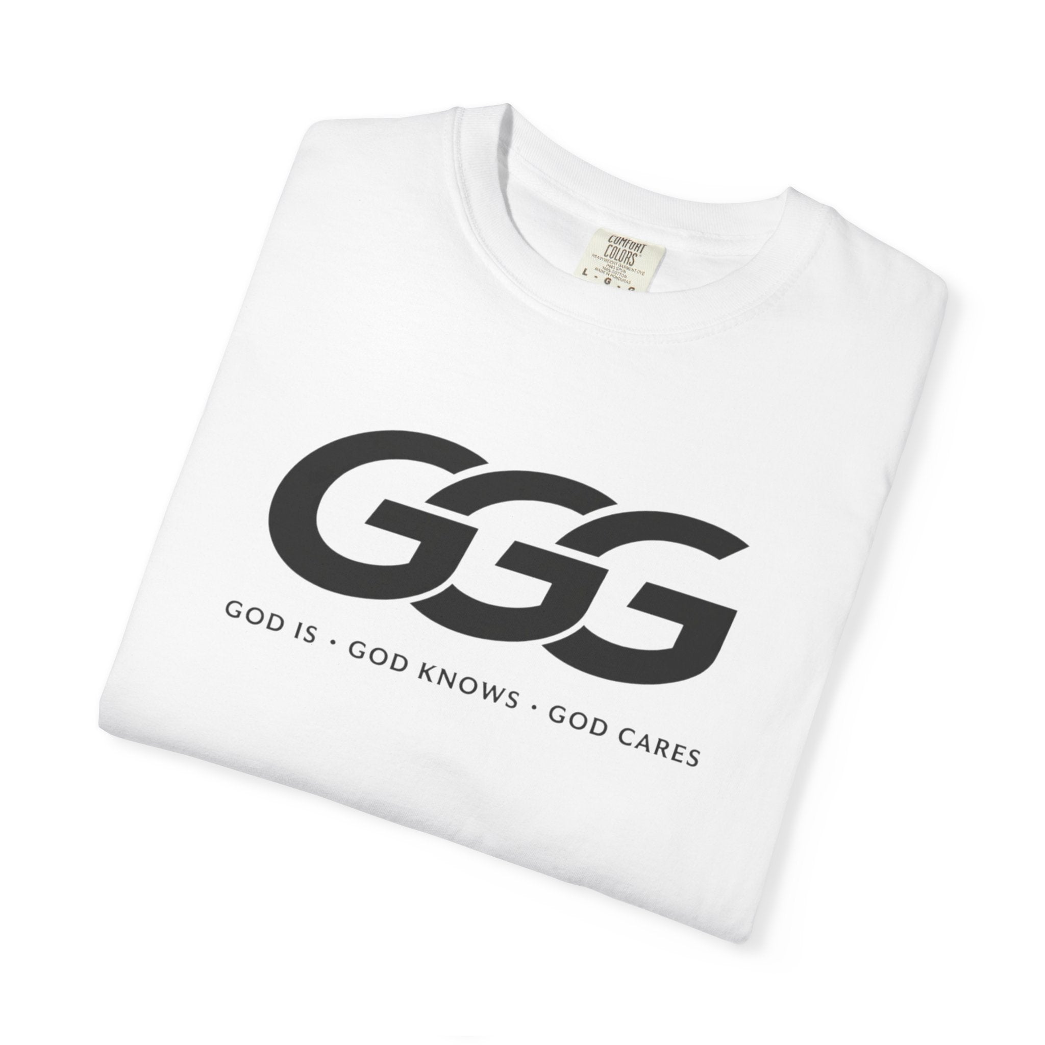 GGG Logo God Is God Knows God Cares T-shirt | Christian Faith Tee