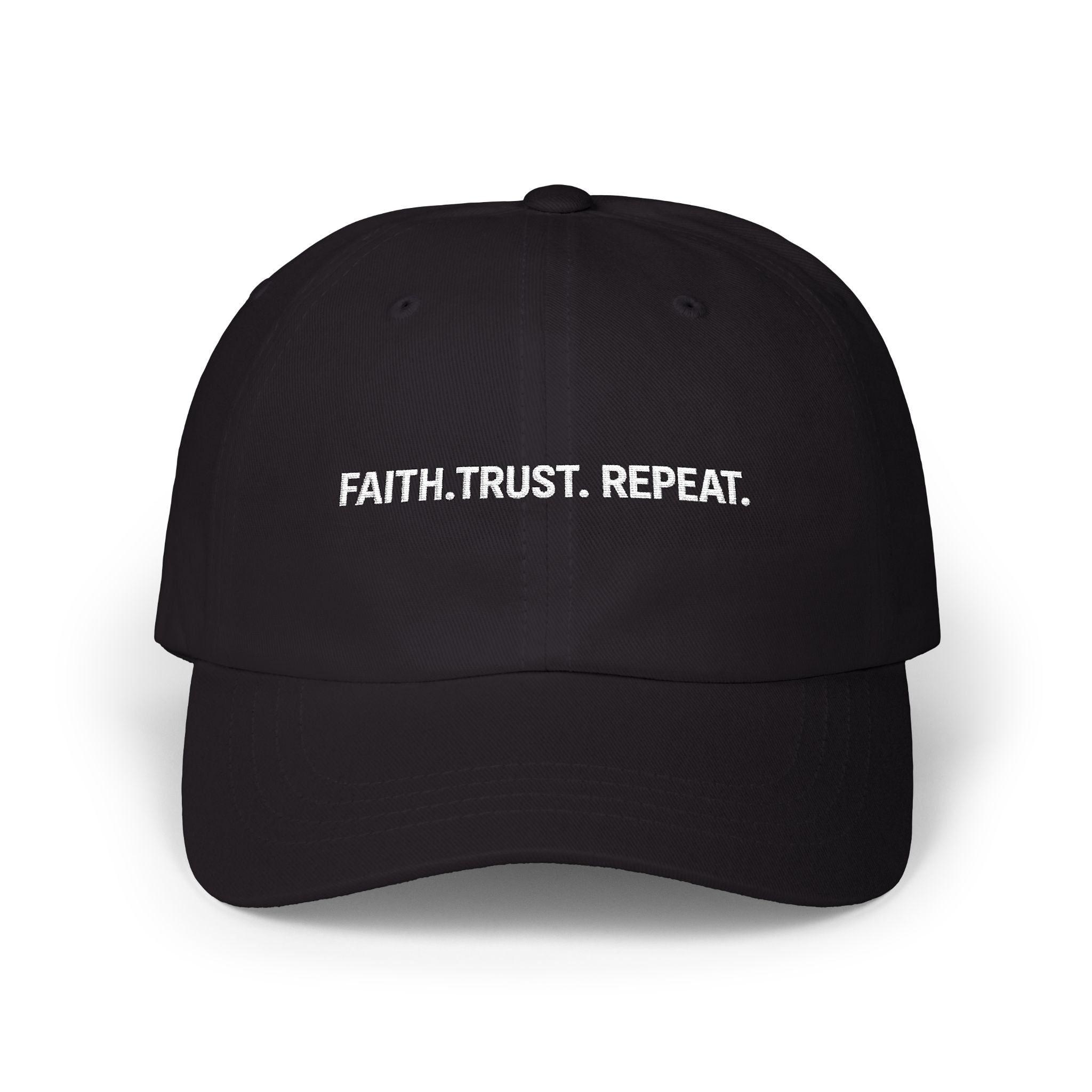Faith. Trust. Repeat. Embroidered Black Dad Cap — GGG (G3)